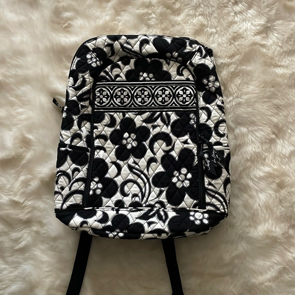 Black & White Vera Bradley Large Backpack Laptop Sleeve Tote